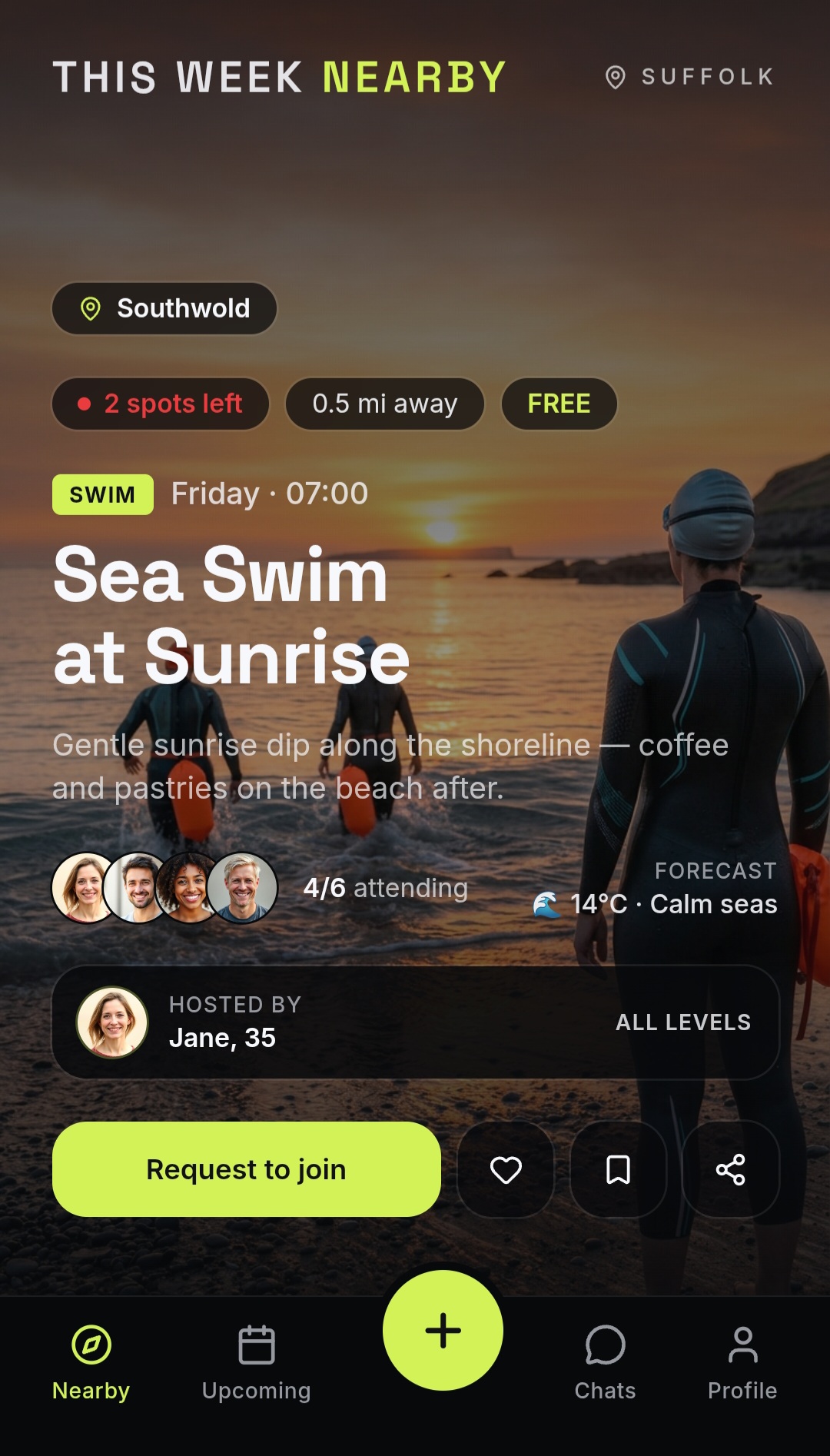 Discover/host nearby activities with like-minded people.